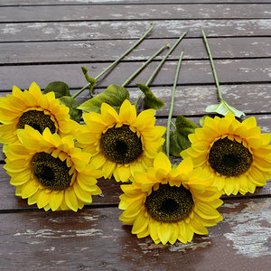 仿真向日葵单支假花单朵太阳花塑料花绢花软装造景装饰插花向日葵