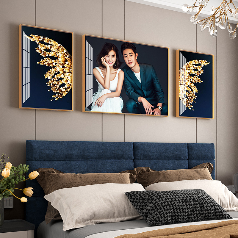 定制婚纱照放大洗照片墙加相片带相框挂墙客厅韩式床头水晶结婚照