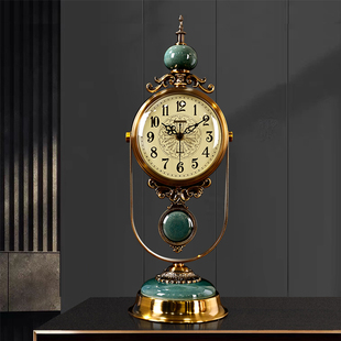 欧式复古座钟客厅时钟2024新款美式摆放台式钟表桌面摆钟老式台钟