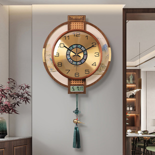 新中式万年历挂钟客厅高端大气高级感创意家用2024新款挂墙时钟表