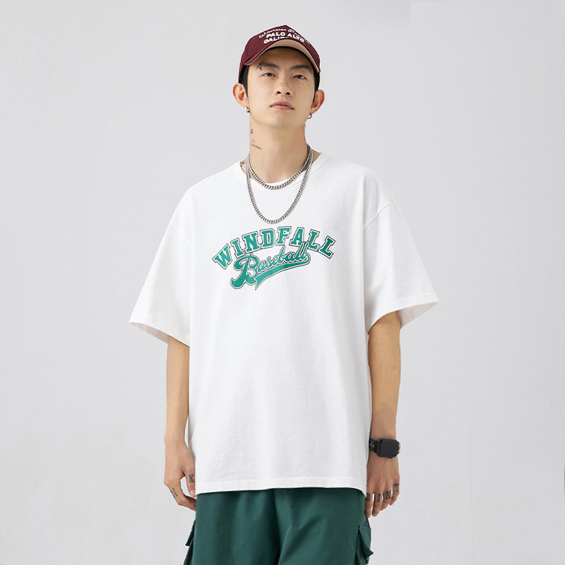 1807online 日系2022夏季新款纯棉短袖t恤男潮牌印花复古休闲体恤