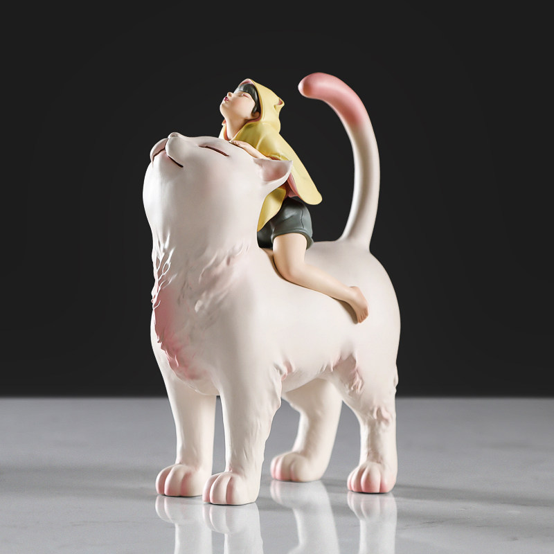 创意可爱客厅桌面小摆设猫将军白夜童话摆件少女心生日礼物送女友