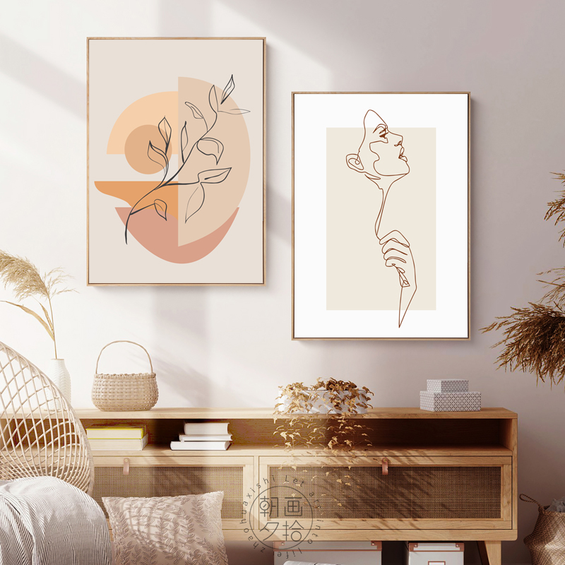 北欧客厅装饰组合装饰画沙发背景墙挂画现代艺术轻奢壁画