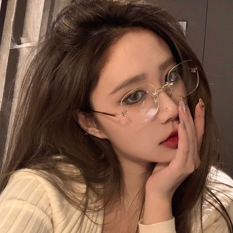 无框眼镜女可配近视纯欲斯文网红款超轻韩版潮gm眼镜框镜架ins风