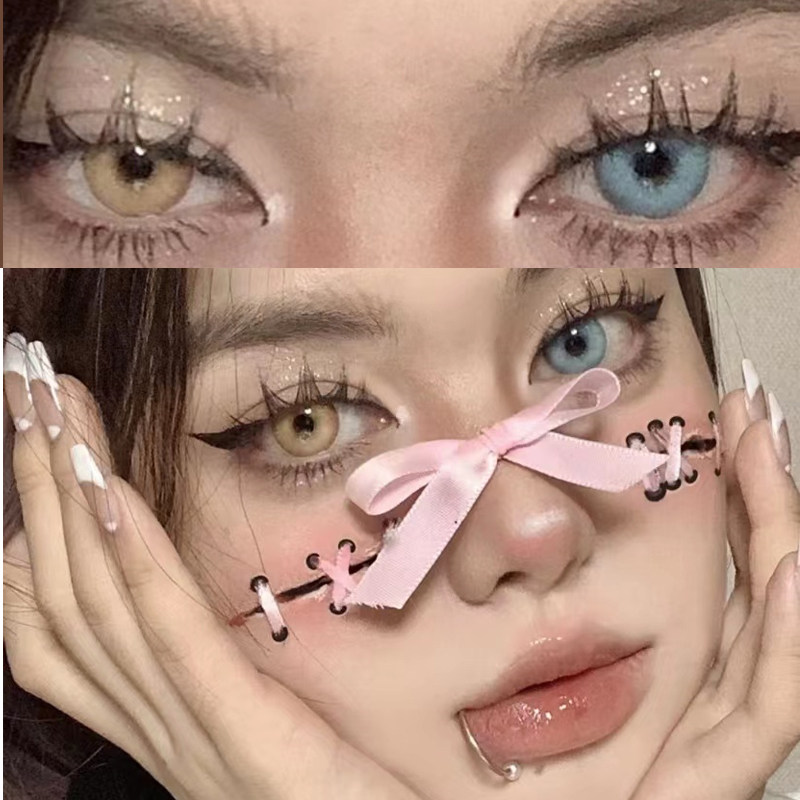 买1送1】双色异瞳cos美瞳混血大直径半年抛隐形眼镜官网正品优qb