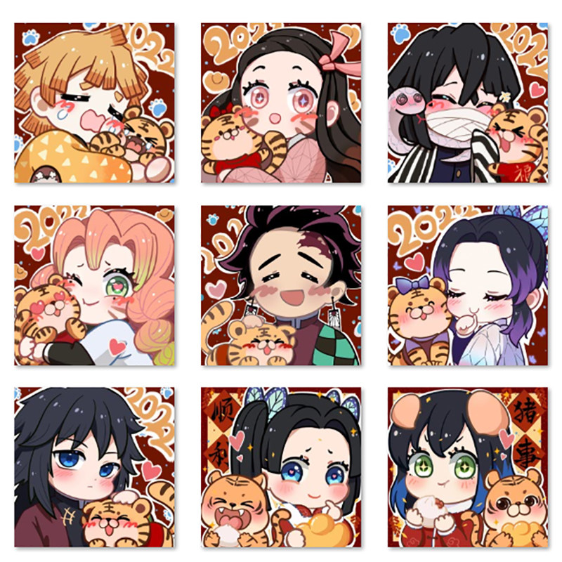 鬼灭之刃炭治郎善逸伊之助祢豆子 diy数字油画填色手绘卧室装饰画