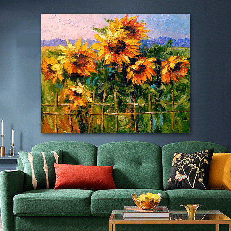 品都 植物花卉向日葵风景diy数字油画手绘填色客厅卧室装饰挂画——品