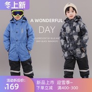 Foreign trade children's ski suit one-piece waterproof boys one-piece jacket girls children's baby ski pants suit