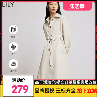 LILY2022春新款女装环保黑科技晴雨衣荷叶防雨防泼水透气风衣外套