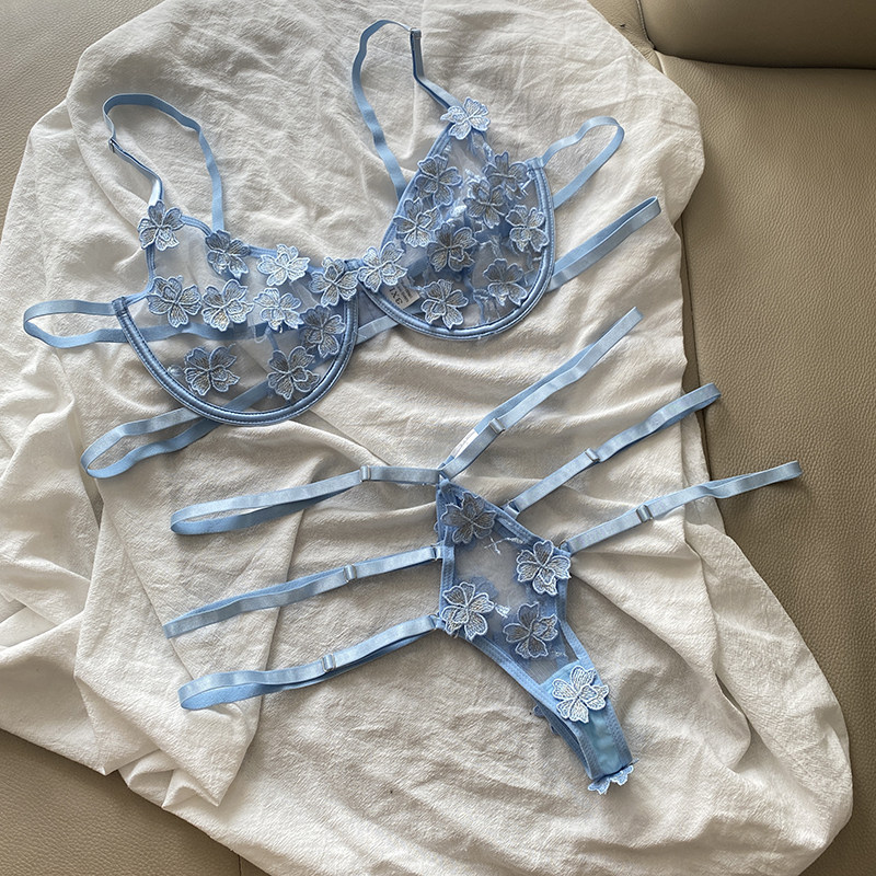 q11欧美外贸新款蕾丝性感超薄情趣套装夜店诱惑火辣有钢圈文胸