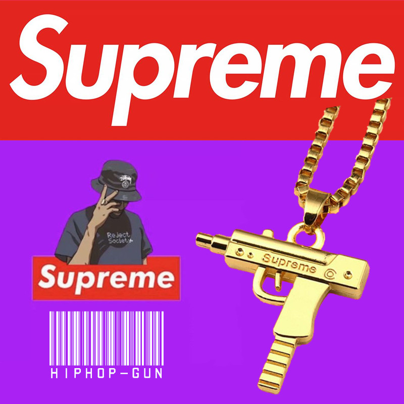 吴亦凡supreme_吴亦凡同款潮牌supreme冲锋枪手枪项链街头说唱学生