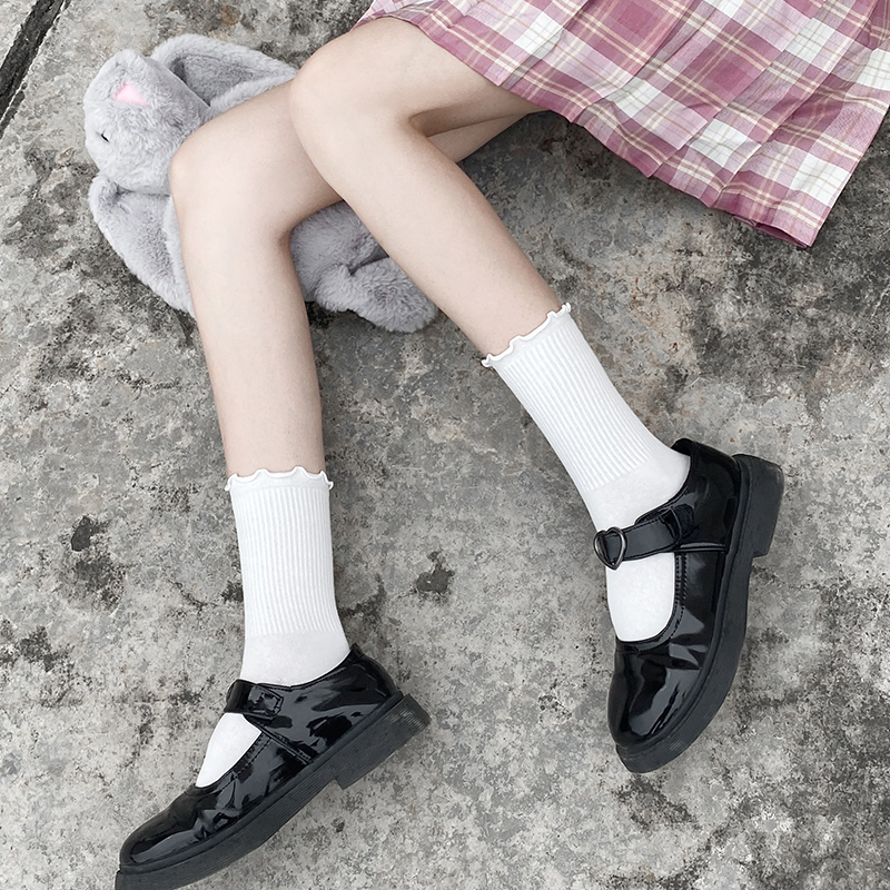 花边堆堆袜子女中筒jk夏季薄款白色甜美少女学生搭配