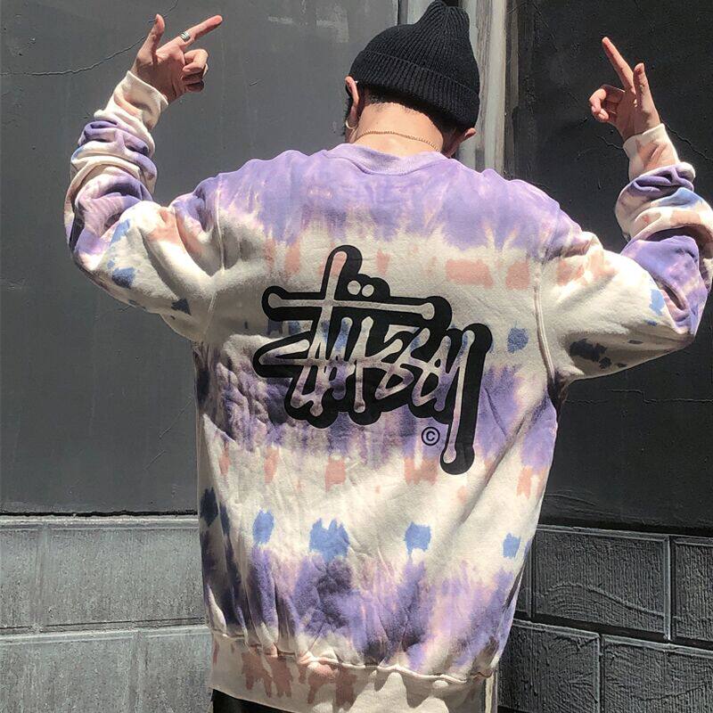 潮stussy卫衣圆领套头外套男女情侣装扎染渐变斯图西秋冬滑板风优惠券