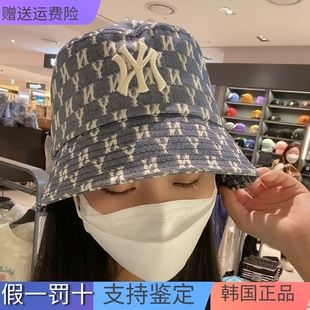 韩国MLB帽子老花ny盆帽洋基队刺绣男女潮牌渔夫帽防晒遮阳帽字母