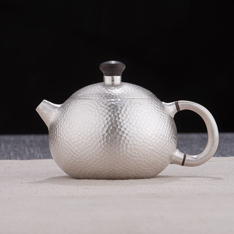 九乐福银 银壶泡茶纯银999手工一张打西施壶家用茶道具中式银茶壶