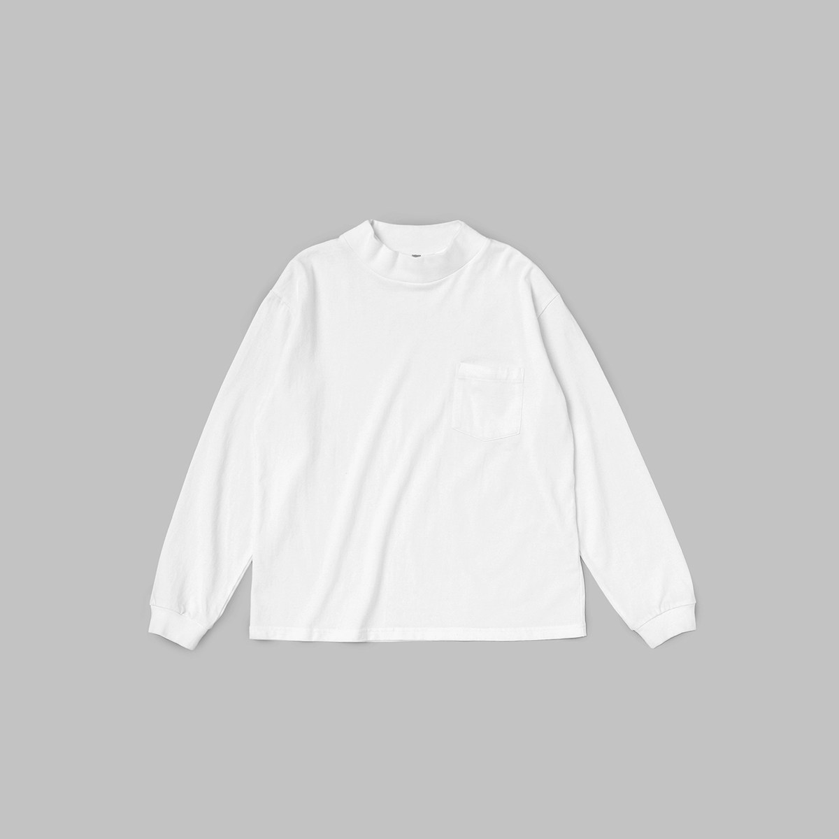 【经典】 caicaicai 宽松秋季女款纯棉套头圆领白色长袖口袋t恤