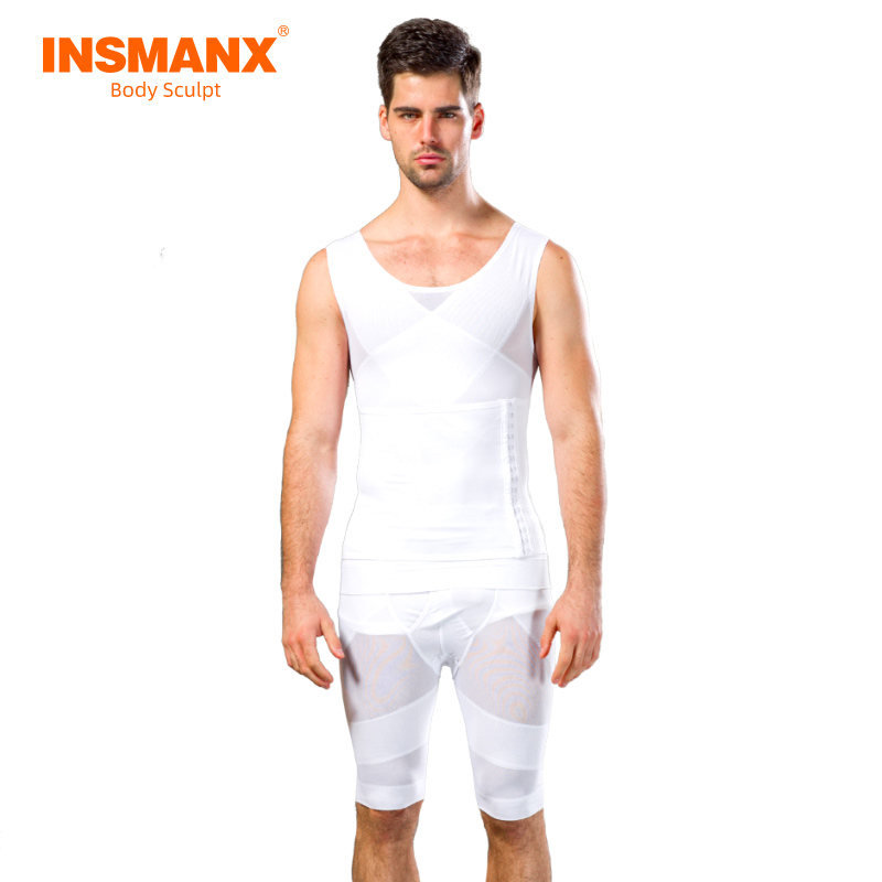 INSMANX男士塑身衣束胸收腹紧身弹力内衣塑大腿提臀薄款分体套装