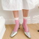 DODOYO 粉色超薄抽条袜子女中筒夏季网红INS潮透肉黑白拼色堆堆袜