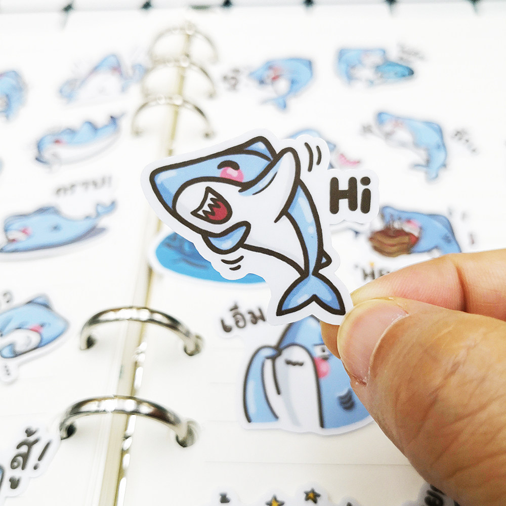 韩国贴纸鲨鱼海洋手账相册儿童礼物手机相册小可爱diy装饰贴画包