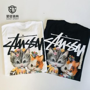 正品 Stussy 23SS Kittens Tee 凯蒂猫 小猫猫咪 卡通 短袖T恤