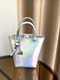玛莎新款水桶包Y2K风格金属感时髦洋气手提休闲百搭银色单肩斜挎