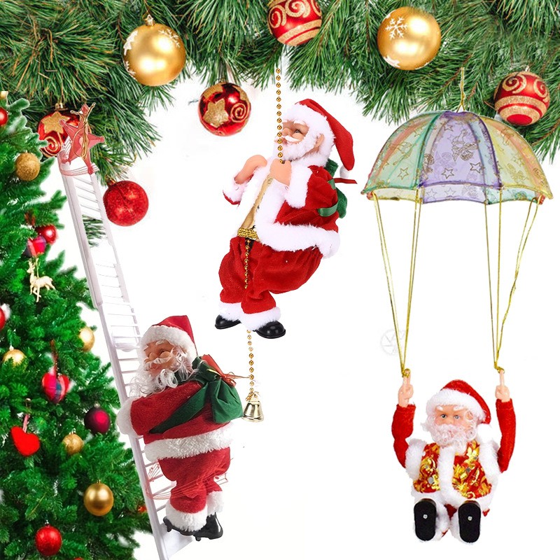 爬珠爬绳爬梯圣诞老人爬烟囱圣诞老人玩偶圣诞节装饰儿童礼品摆件
