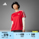 情侣款曼联足球休闲文化复古宽松短袖球衣夏季新款adidas阿迪达斯