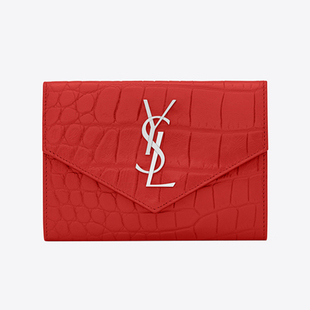 巴黎世家倫敦地址 GIGIS 倫敦專櫃正品Yves saint Laurent 鱷魚壓紋皮革短款錢包 巴黎世家包