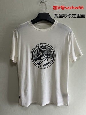 破冰美利奴羊毛短袖圆领男士夏季休闲T恤印花抗菌