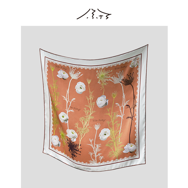 尉了buttercup-warm | 原创手绘真丝大方巾桑蚕丝巾暖橘色围巾