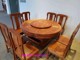 进口红木波萝格雕花餐桌 圆桌吃饭桌1.38米配6椅餐桌椅菠萝格餐台