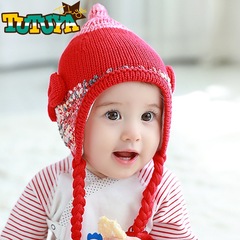 儿童帽子秋冬季2-3岁韩版小孩毛线帽冬季宝宝帽女宝宝公主护耳帽