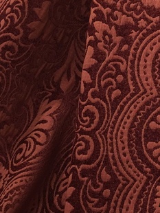 定制凯特琳娜欧式窗帘婚房雪尼尔欧美沙发布料面料高档提花红色美