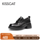 KISSCAT接吻猫春季新款增高厚底真皮鞋气质高级jk乐福鞋女