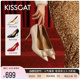 KISSCAT接吻猫2024年春新款方钻仙女婚鞋派对晚宴尖头细高跟鞋女