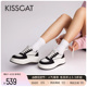 MK凉凉同款KISSCAT接吻猫[饼干鞋]24春新熊猫厚底松糕鞋增高板鞋