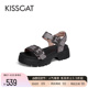 KISSCAT接吻猫2024年夏新外穿休闲凉鞋魔术贴运动厚底沙滩凉鞋女