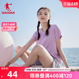 中国乔丹短袖T恤女2024夏季新款休闲上衣圆领针织女士运动百搭短t