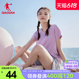 中国乔丹短袖T恤女2024夏季新款休闲上衣圆领针织女士运动百搭短t