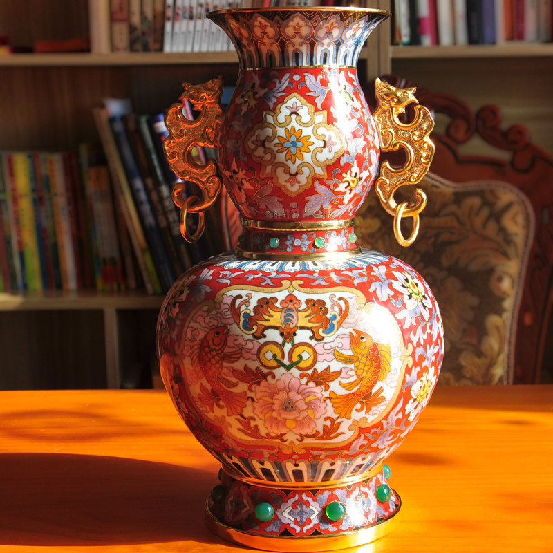 景泰蓝花瓶福运眼前铜胎掐丝珐琅北京特色工艺品外事礼物出国礼品