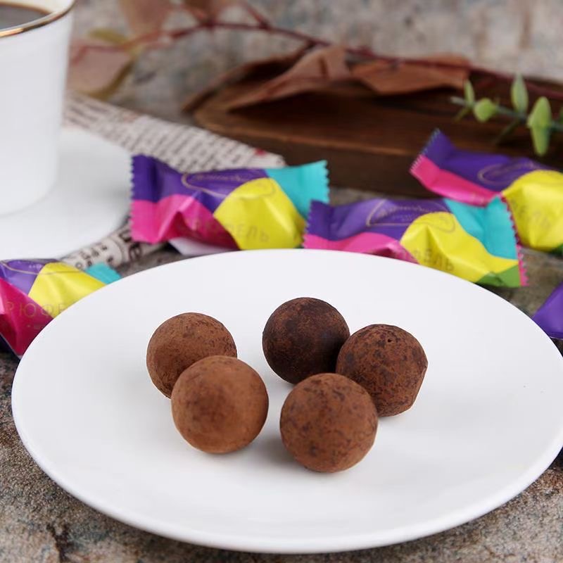 俄罗斯进口糖果黑松露巧克力纯可可脂单独小包装网红零食400g