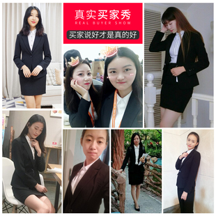 上新春秋职业装年会黑色西装女大学生商务前台制服正装套装面试工