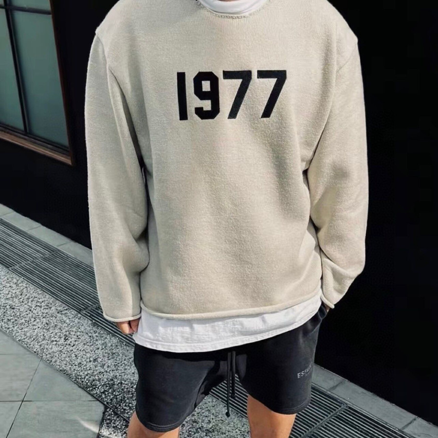 SS22 Raw Edge Sweater Iron 1977系列 数字植绒贴布印花针织毛衣