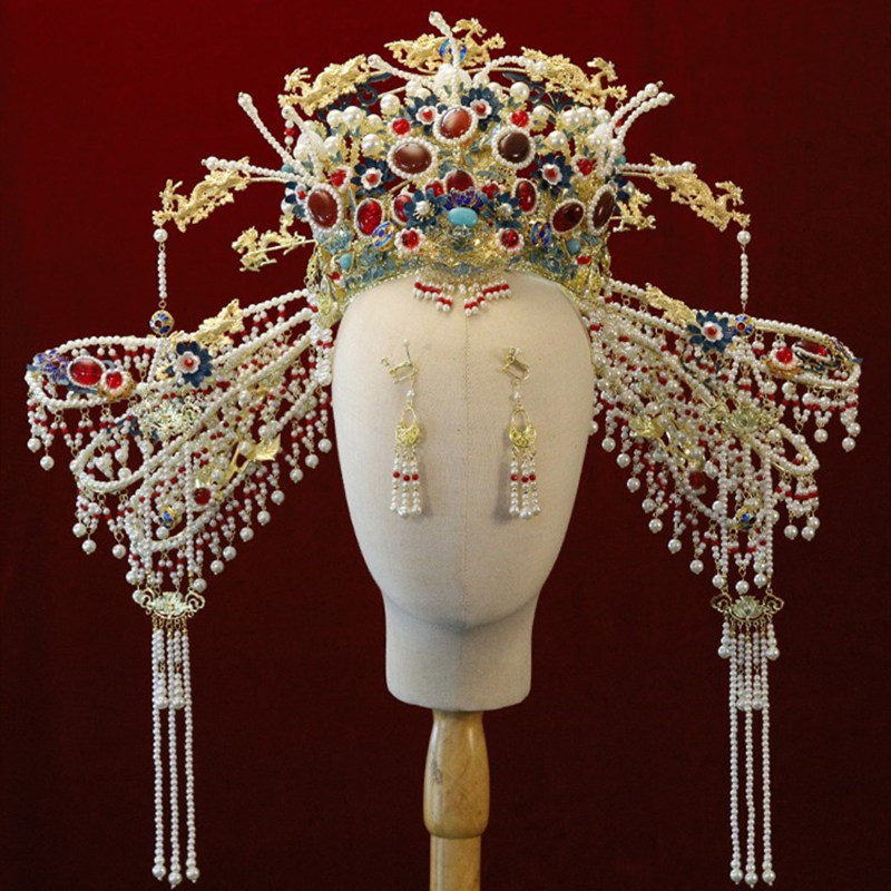 汉服婚礼新娘凤冠中式明制宋制皇后大婚发冠重工古装头饰秀禾新款