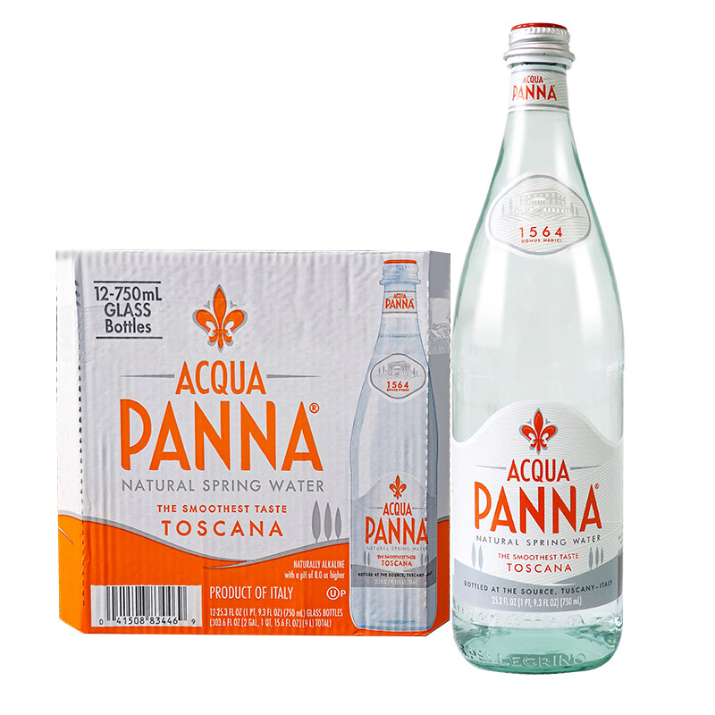 新意大利普娜panna进口天然矿泉水750ml*12瓶整箱弱碱性饮用水