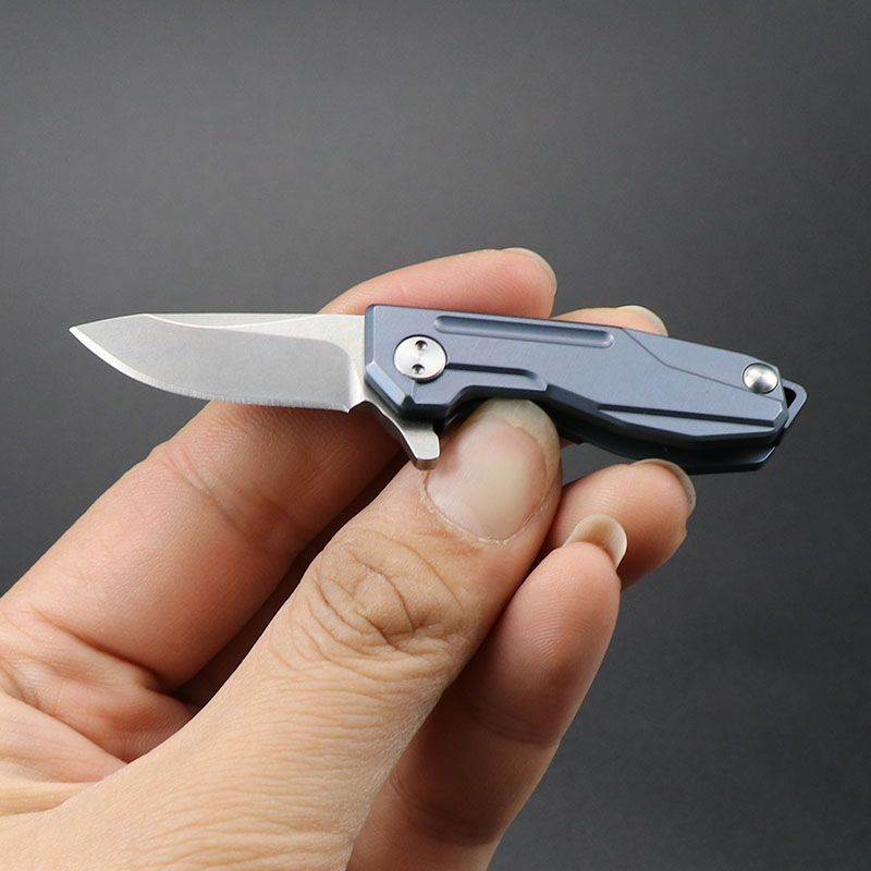 多功能d2钢袖珍小刀轻便迷你便携刀钛合金刀柄随身耐磨锋利折叠刀