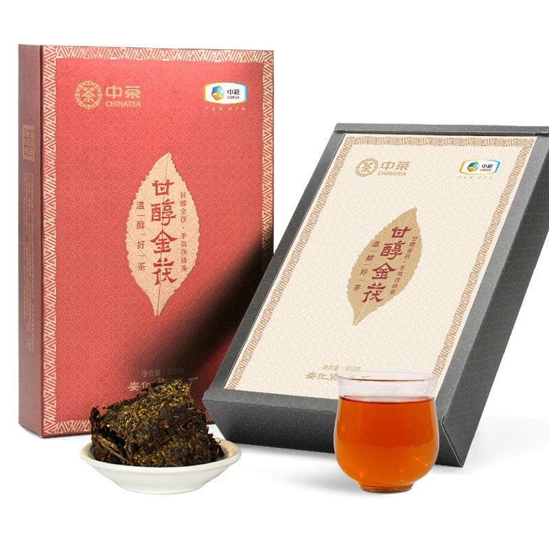 中茶中粮湖南安化黑茶 手筑茯砖茶 甘醇金茯 950g