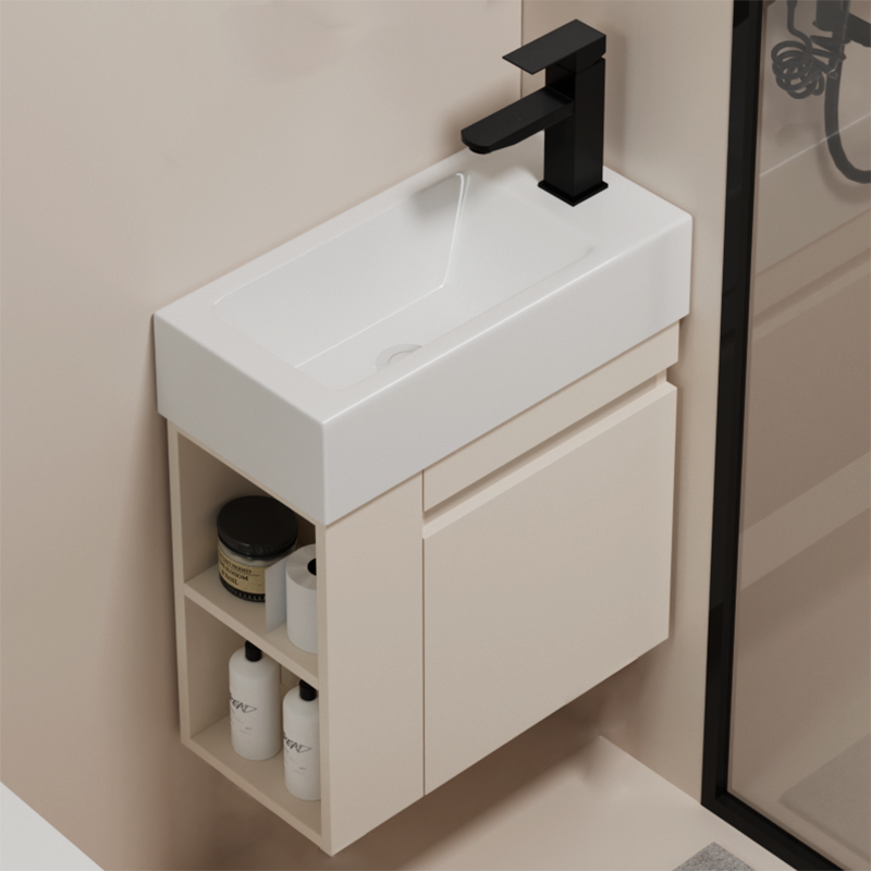 小户型挂墙式洗手盆柜组合窄边防水实