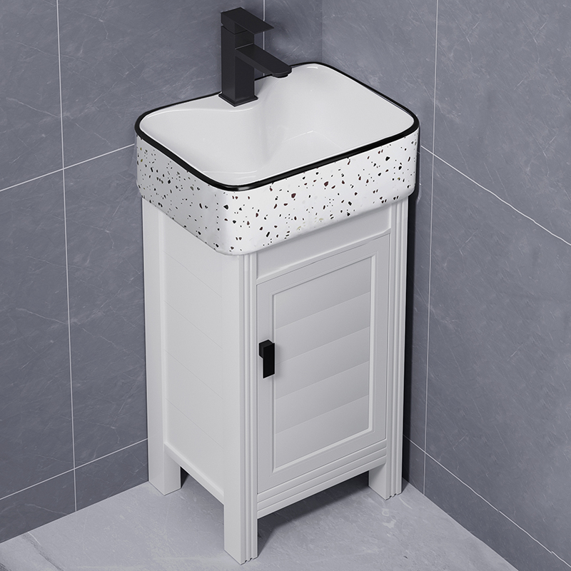 小户型落地式陶瓷洗手盆防水浴室柜组合免打孔卫生间挂墙式洗漱池