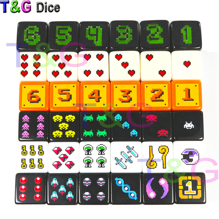 RPG游戏指示数字道具加减算术图案标识物18号骰子塞子色子6面D6